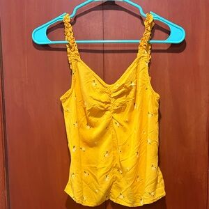 Abound Mustard Yellow Floral Ruched Camisole